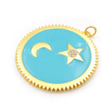 Micro Pave Clear CZ Zigzag Crescent & Star Charm for Necklaces
