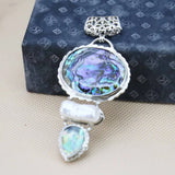 3 Layer Stripe Abalone Seashells Pearl Pendant Women Jewelry Accessories