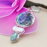 3 Layer Stripe Abalone Seashells Pearl Pendant Women Jewelry Accessories