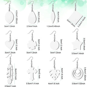 32 Pcs Sublimation Earring Blank Heat Transfer Hooks Unfinished Wood Teardrop