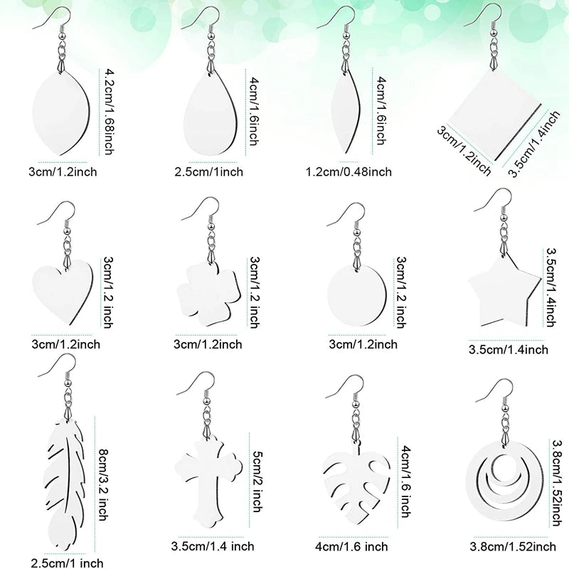 32 Pcs Sublimation Earring Blank Heat Transfer Hooks Unfinished Wood Teardrop