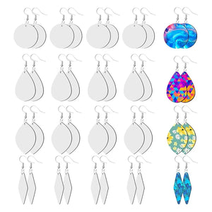 32 Pcs Sublimation Blanks Transfer Earrings Pendants w Earring Hooks