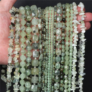 Natural Prehnites Bead Faceted Round Irregular Shape Mineral Stone Beads