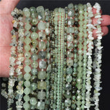 Natural Prehnites Bead Faceted Round Irregular Shape Mineral Stone Beads
