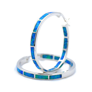 32mm Green Fire Opal Hoop Earrings for Women