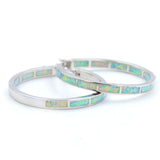 32mm Green Fire Opal Hoop Earrings for Women