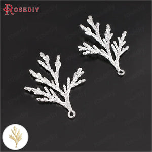 6PCS 36*24MM Silver Plated Pine Leaves Tree Leaf Charms Pendants DIY Jewelry