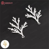 6PCS 36*24MM Silver Plated Pine Leaves Tree Leaf Charms Pendants DIY Jewelry