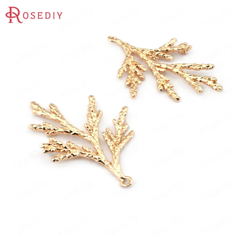 6PCS 36*24MM Silver Plated Pine Leaves Tree Leaf Charms Pendants DIY Jewelry