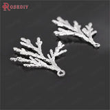 6PCS 36*24MM Silver Plated Pine Leaves Tree Leaf Charms Pendants DIY Jewelry