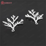 6PCS 36*24MM Silver Plated Pine Leaves Tree Leaf Charms Pendants DIY Jewelry