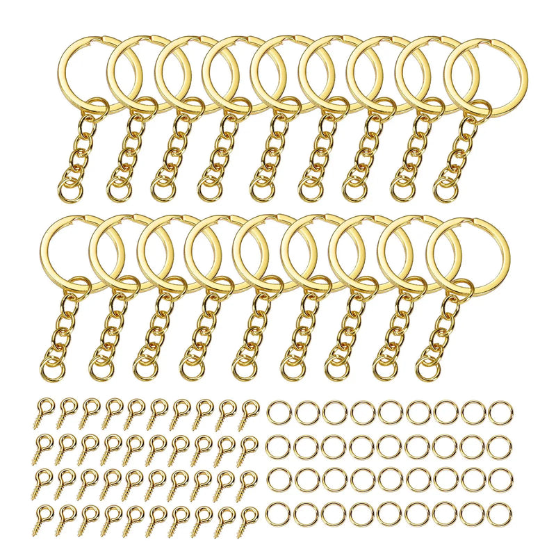 320Pcs Keyring Split Ring Key Holder Eye Pins Hooks DIY Jewelry Making Kits