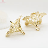 4PCS 15MM 24K Plated Brass Flower Beads Caps Tassel Caps Earrings Accessories
