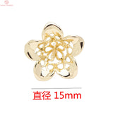 4PCS 15MM 24K Plated Brass Flower Beads Caps Tassel Caps Earrings Accessories