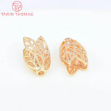 10PCS 24K Brass Tree Leaf Beads Caps DIY Jewelry Findings