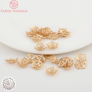 9.5MM 24K Plated Brass Snowflake Beads Caps High Diy Jewelry Accessories