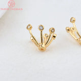 4PCS 12x13MM Zircon Flower Bead Caps 24K Brass Diy Jewelry Findings