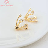 4PCS 12x13MM Zircon Flower Bead Caps 24K Brass Diy Jewelry Findings