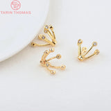 4PCS 12x13MM Zircon Flower Bead Caps 24K Brass Diy Jewelry Findings