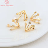 4PCS 12x13MM Zircon Flower Bead Caps 24K Brass Diy Jewelry Findings