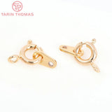 10PCS 6x9MM 24K Plated Brass Spring Round Clasps Necklace Clasps
