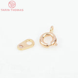 10PCS 6x9MM 24K Plated Brass Spring Round Clasps Necklace Clasps