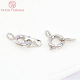 10PCS 6x9MM 24K Plated Brass Spring Round Clasps Necklace Clasps