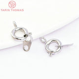 10PCS 6x9MM 24K Plated Brass Spring Round Clasps Necklace Clasps