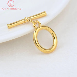 4 Sets 15MM/22MM 24K Plated Brass Toggle Bracelet Clasps