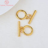 4 Sets 15MM/22MM 24K Plated Brass Toggle Bracelet Clasps