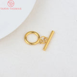 4 Sets 15MM/22MM 24K Plated Brass Toggle Bracelet Clasps