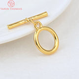 4 Sets 15MM/22MM 24K Plated Brass Toggle Bracelet Clasps