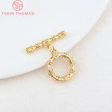 6 Sets 24K Plated Brass Round Bracelet Toggle Clasps for Diy Jewelry