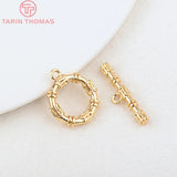 6 Sets 24K Plated Brass Round Bracelet Toggle Clasps for Diy Jewelry