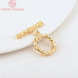 6 Sets 24K Plated Brass Round Bracelet Toggle Clasps for Diy Jewelry