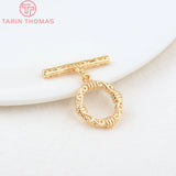 6 Sets 24K Plated Brass Round Bracelet Toggle Clasps