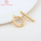 6 Sets 24K Plated Brass Round Bracelet Toggle Clasps