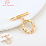 6 Sets 24K Plated Brass Round Bracelet Toggle Clasps