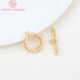 6 Sets 24K Plated Brass Round Bracelet Toggle Clasps
