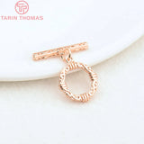 6 Sets 24K Plated Brass Round Bracelet Toggle Clasps