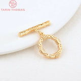 6 Sets 24K Plated Brass Round Bracelet Toggle Clasps