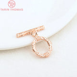 6 Sets 24K Plated Brass Round Bracelet Toggle Clasps