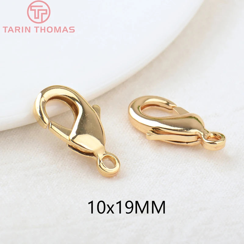 10 PCS 10x19MM 24K Brass Lobster Clasp Jewelry Making DIY