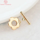 6 Sets 13MM 24K Plated Brass Flower Bracelet Clasps