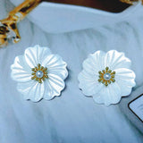 Mother of Pearl Flower Earrings Bridesmaids Jewelry Hawaiian Island Style
