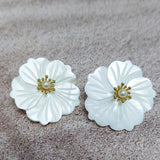 Mother of Pearl Flower Earrings Bridesmaids Jewelry Hawaiian Island Style