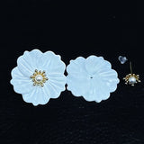 Mother of Pearl Flower Earrings Bridesmaids Jewelry Hawaiian Island Style