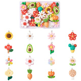 32pcs Resin Pendants Flower Cactus Sunflower Mushroom Carrot