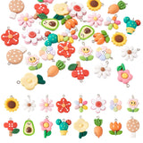 32pcs Resin Pendants Flower Cactus Sunflower Mushroom Carrot