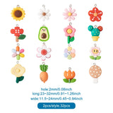 32pcs Resin Pendants Flower Cactus Sunflower Mushroom Carrot